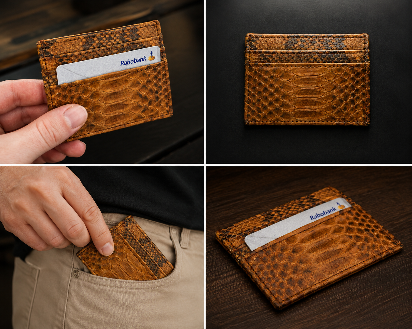 Lojan Python Cardholder Cognac Brown